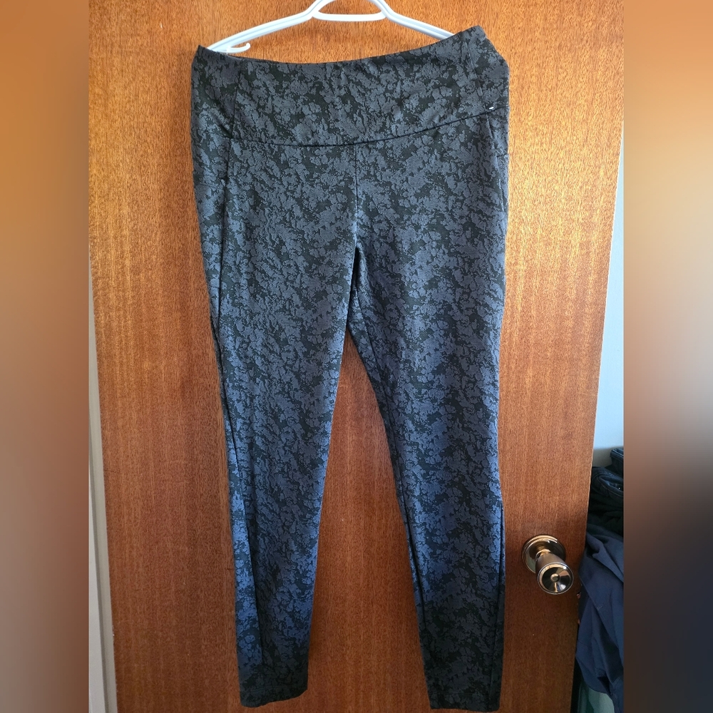 Elegant Black And Grey Patterned Women's Pants